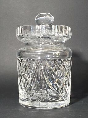 Waterford Vintage Cut Crystal Lidded Canister Condiment Jar Lismore Pattern